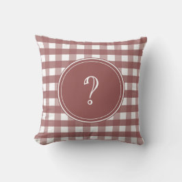 Marsala und White Gingham Monogram Kissen