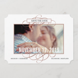 Marsala Vintag Border Chic Save the Date Foto