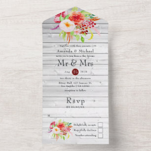 Marsala Vintag Rustic Charm Garden Wedding All In One Einladung