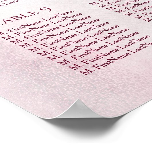 Marsala Watercolor Hochzeitsstichtabelle Poster (Ecke)