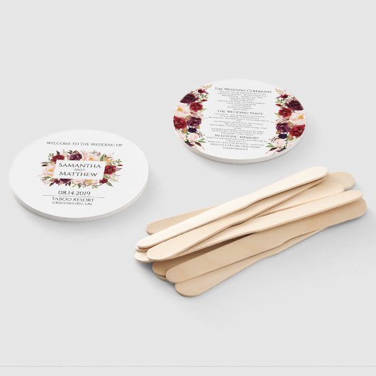 Marsala Wedding Program Round Fächer (Non-assembled)