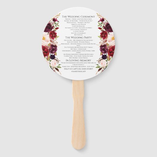 Marsala Wedding Program Round Fächer (Rückseite)