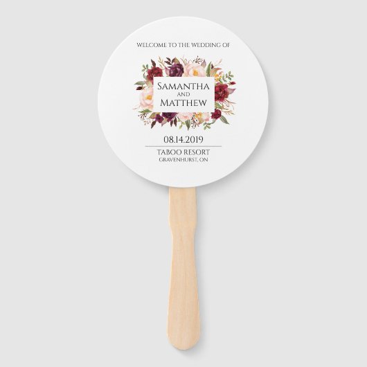 Marsala Wedding Program Round Fächer (Vorderseite)