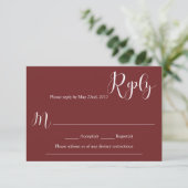 Marsala Wedding Reply Card RSVP Karte (Stehend Vorderseite)