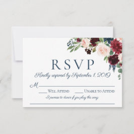Marsala Wedding RSVP Cards mit Song Choice Karte