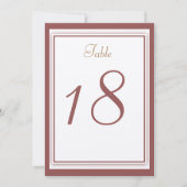 Marsala Wedding Tischnummer Card (Vorderseite)