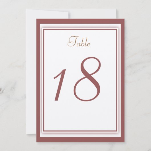 Marsala Wedding Tischnummer Card (Vorderseite)
