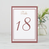 Marsala Wedding Tischnummer Card (Stehend Vorderseite)
