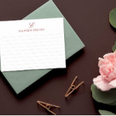 Marsala & White Monogram Lined Mitteilungskarte