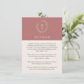 Marsala Wine Einfache Elegante Mongramm Details Begleitkarte (Stehend Vorderseite)