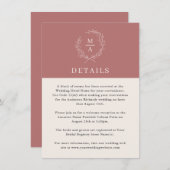 Marsala Wine Einfache Elegante Mongramm Details Begleitkarte (Vorne/Hinten)