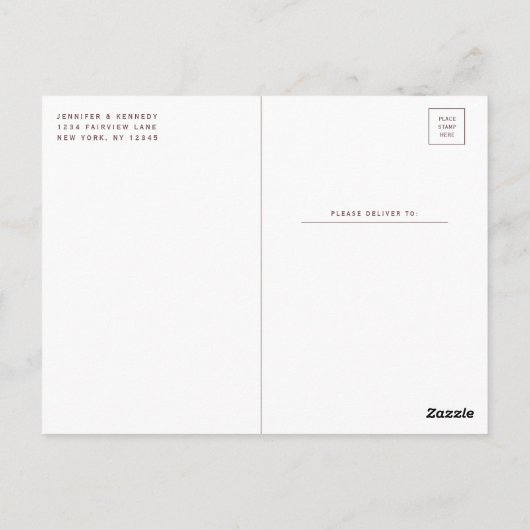 Marsala Wine Romantic Brushed Frame Save The Date Postkarte (Rückseite)