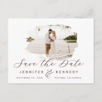 Marsala Wine Romantic Brushed Frame Save The Date
