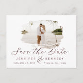 Marsala Wine Romantic Brushed Frame Save The Date Postkarte (Vorderseite)