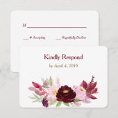 Marsala Wine Rose Floral Wedding RSVP Karte (Vorne/Hinten)