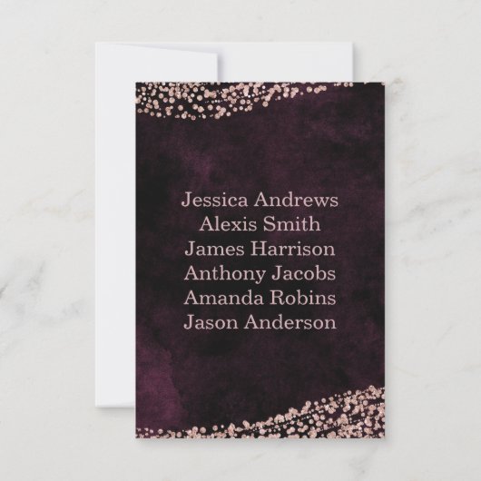 Marsala Wine & Rose Tischnummer (Rückseite)