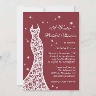 Marsala Winter Bridal Dusche Einladung