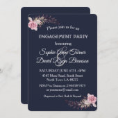 Marsalon Maroon Floral Engagement Party Einladung (Vorne/Hinten)