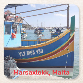 Marsaxlokk Fischerboote Malta Rechteckiger Pappuntersetzer
