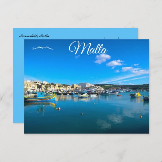 Marsaxlokk Malta Postkarte (Vorne/Hinten)