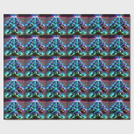 Marsch der Neon-Schildkröten Geschenkpapier (Flach)