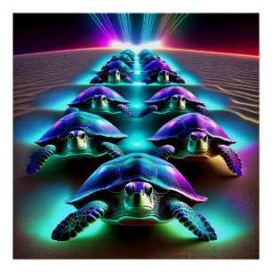 Marsch der Neon-Schildkröten Poster