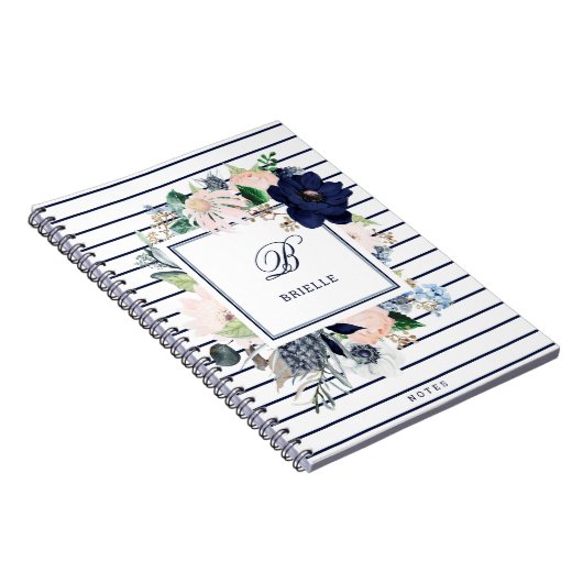 Marsch und Blütenstreifen| Name und Monogramm Notizblock (Rechte Seite)