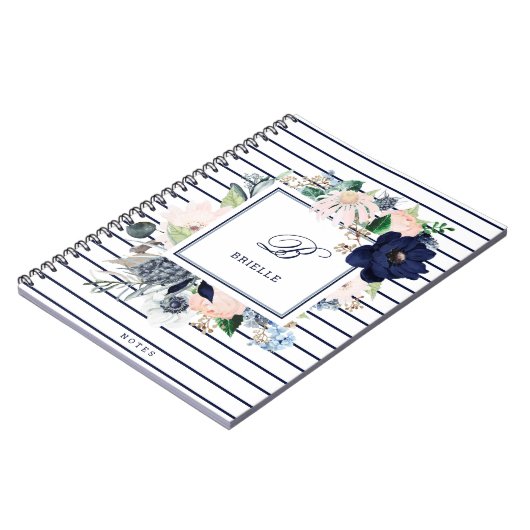 Marsch und Blütenstreifen| Name und Monogramm Notizblock (Linke Seite)