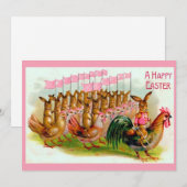 marschieren Osterhasen und Hühner Feiertagskarte (Vorne/Hinten)