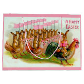 marschieren Osterhasen und Hühner Große Geschenktüte (Rückseite)