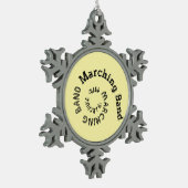 Marschierende Blaskapelle Spirale Schneeflocken Zinn-Ornament (Links)