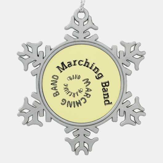 Marschierende Blaskapelle Spirale Schneeflocken Zinn-Ornament (Vorderseite)