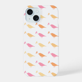 Marschierende Daisy-Vogel-Design Orange Pink iPhone 15 Hülle