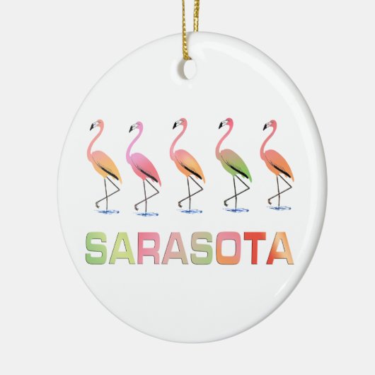 Marschierende Flamingos Sarasota Keramikornament (Links)