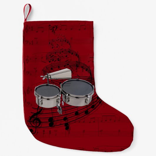 Marschierendes Timbales mit Cowbellmusik-Strumpf Kleiner Weihnachtsstrumpf (Vorderseite)