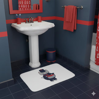 Marschkapelle Katzen-Trommler Navyblau Rot Badematte