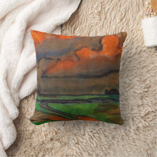 Marschlandschaft unter roten Wolken Emil Nolde Kissen