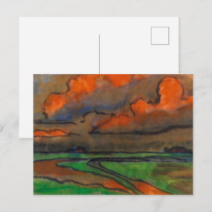 Marschlandschaft unter roten Wolken Emil Nolde Postkarte