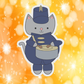 Marschorchester Graue Katze Trommel Marineblau Gol Aufkleber
