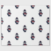 Marschtrommel Katze Navy Blau Rot Muster Geschenkpapier (Flach)