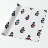 Marschtrommel Katze Navy Blau Rot Muster Geschenkpapier (Ungerollt)