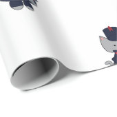 Marschtrommel Katze Navy Blau Rot Muster Geschenkpapier (Rolleneckpunkt)