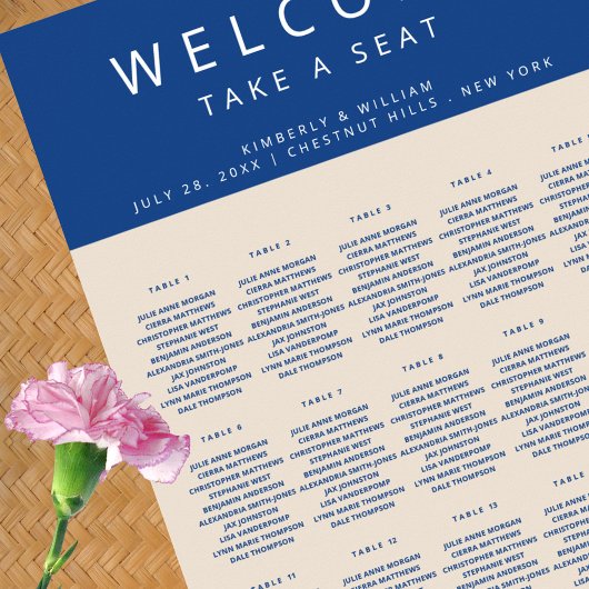 Marseille Bleu 15 Table Chic Wedding Seating Chart Poster