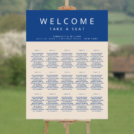 Marseille Bleu 15 Table Chic Wedding Seating Chart Poster