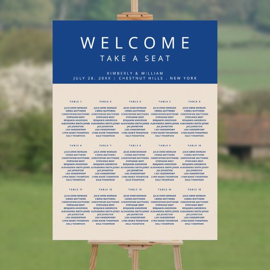 Marseille Bleu 15 Table Chic Wedding Seating Chart Poster