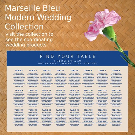 Marseille Bleu 24 Table Chic Wedding Seating Chart Poster