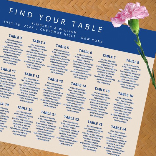 Marseille Bleu 24 Table Chic Wedding Seating Chart Poster