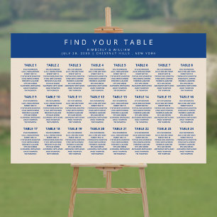 Marseille Bleu 24 Table Chic Wedding Seating Chart Poster