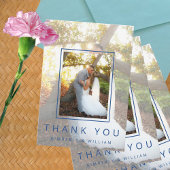 Marseille Bleu Chic 3 Foto Minimalistisch Wedding Dankeskarte