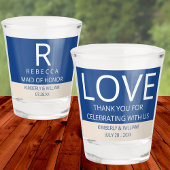 Marseille Bleu Chic Wedding Monogram Favoriten Schnapsglas